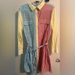 Lands End 1X seersucker shirt dress